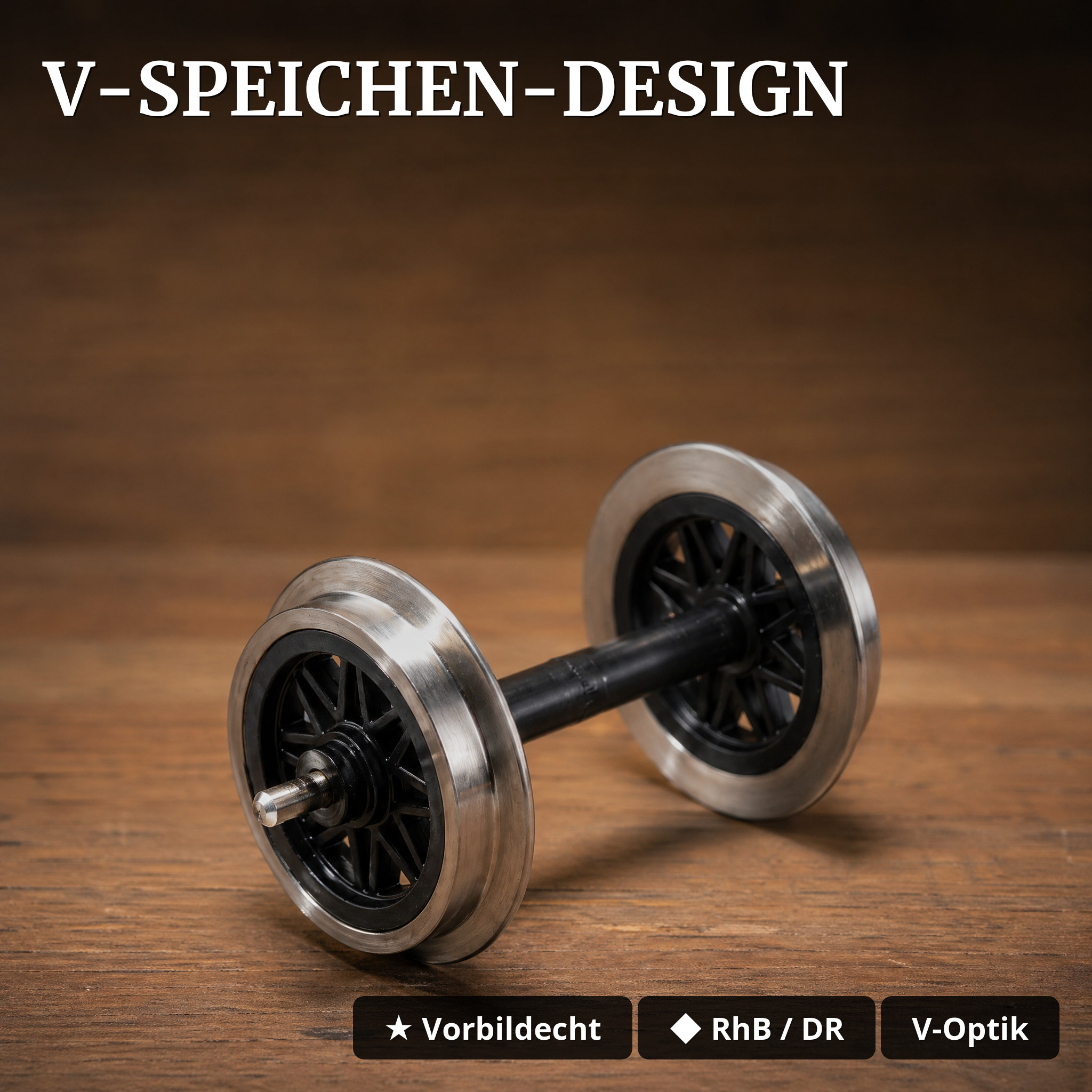 V-Speichen Radsatz aus Edelstahl 31 mm Spur G ML-Train 88671141 - V-Speichen-Design