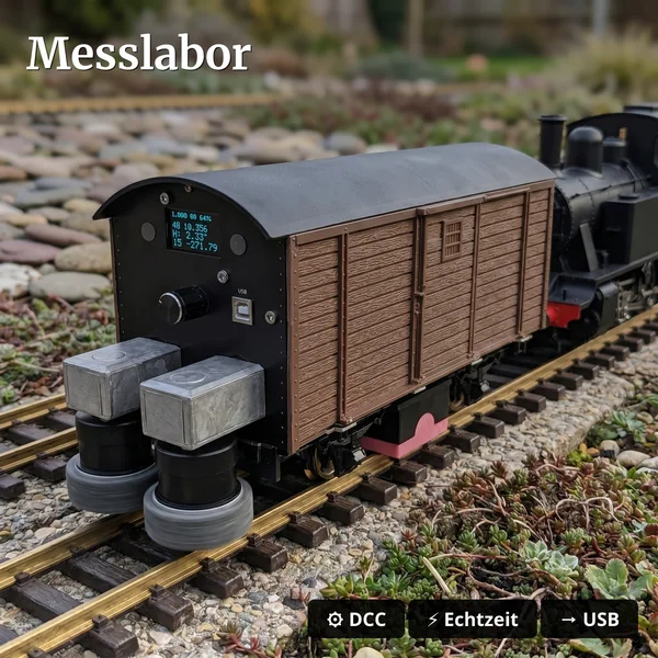 Mess- und Polier-Güterwagen Spur G Bausatz Braun | DCC | OLED | Bluetooth – ML-Train 889190800 - Messlabor