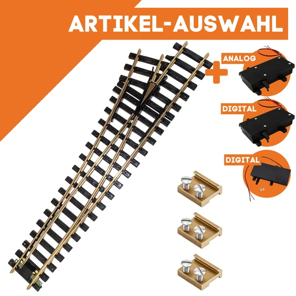 Weiche links Messing R5 mit Verbinder