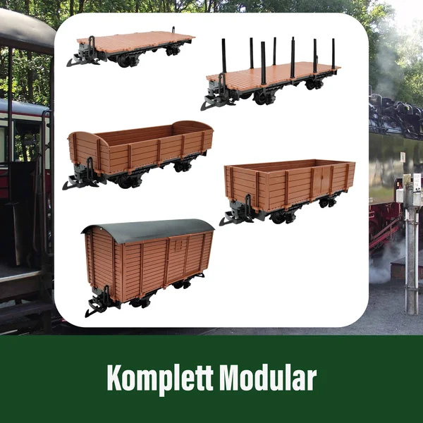 Niederbordwagen gerade braun Bausatz Spur G mit Metall-Speichenradsatz 31 mm ML-Train 88923580_auswahl6