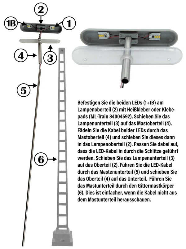 3x Gittermastleuchte DB, zweiflammig für Spur-G Modellbahnanlage ML-Train 83802211_auswahl10