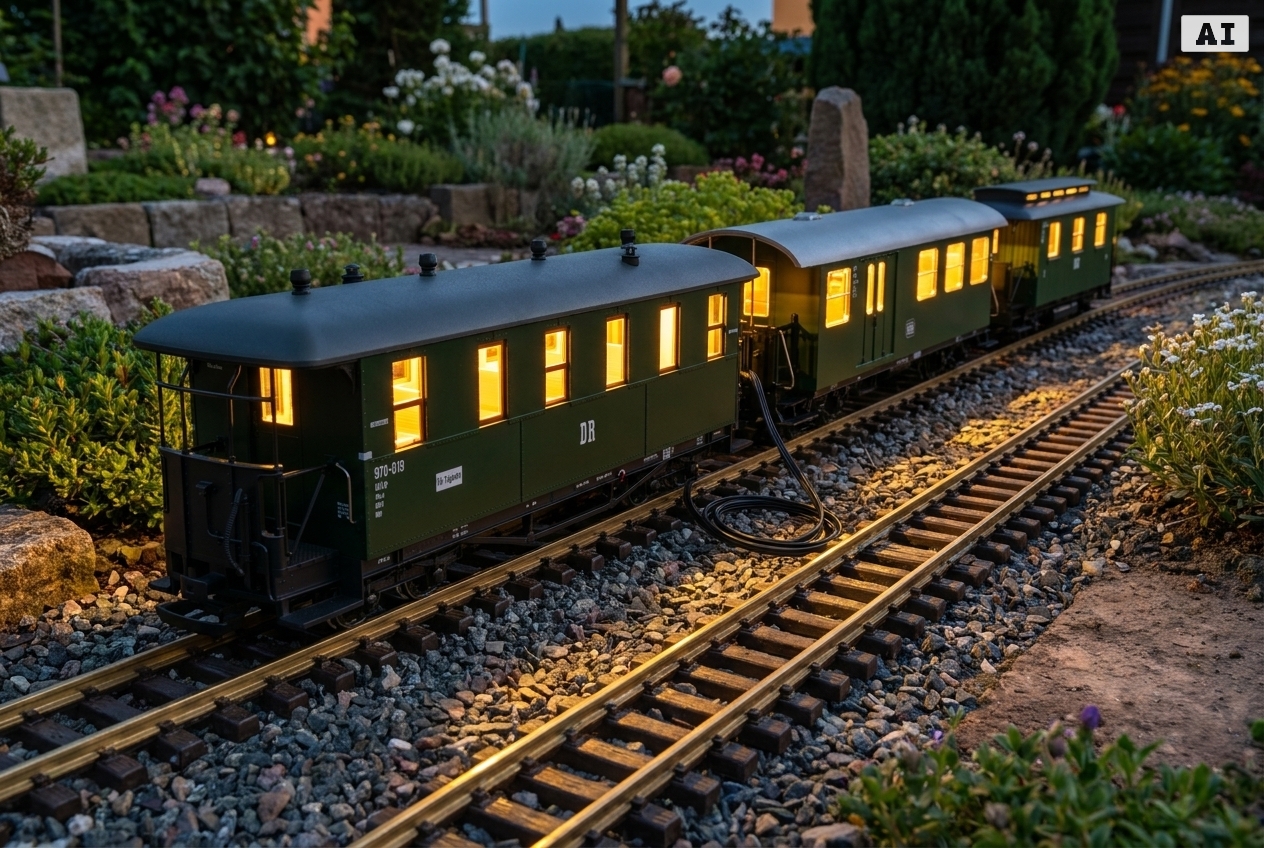 Zugbildung mit kurzen personenwagen für hsb gartenbahn in der Praxis