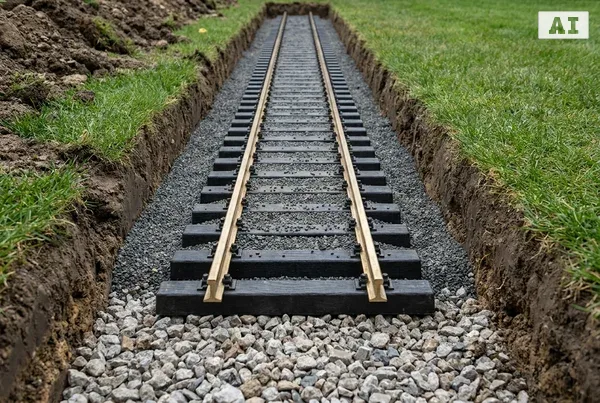 Wie verlege ich Gleise für Gartenbahn im Garten richtig – Detailansicht