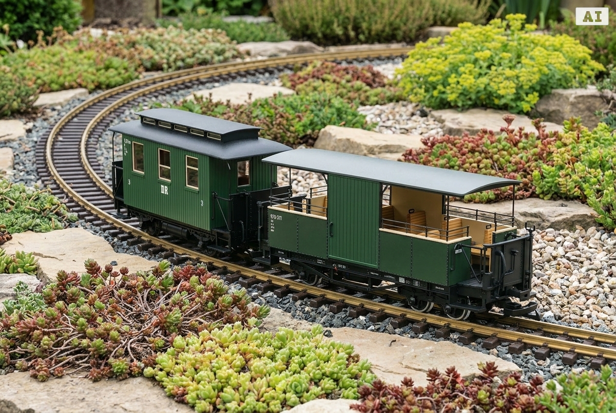 Kurze personenwagen spur g für kleine gartenbahnen – Detailansicht