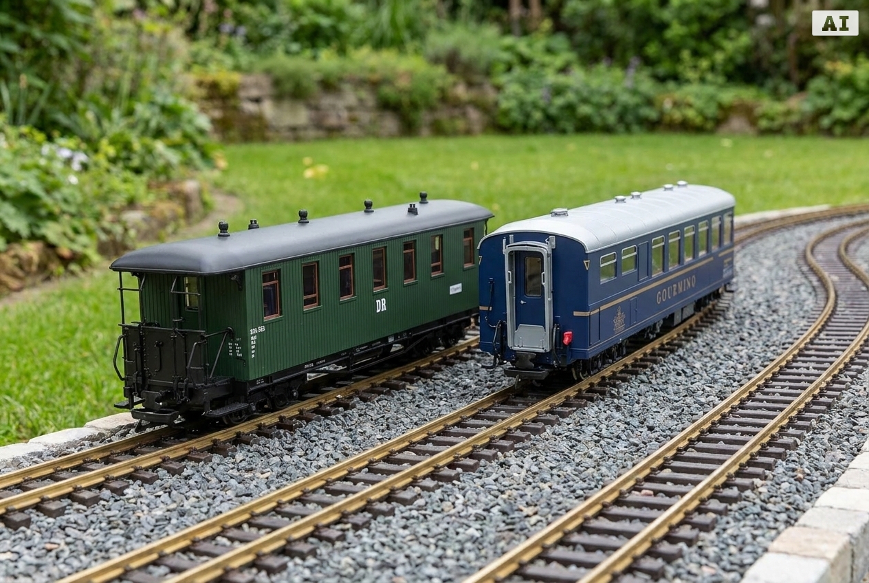 Unterschied historische personenwagen blau vs grün spur g – Detailansicht