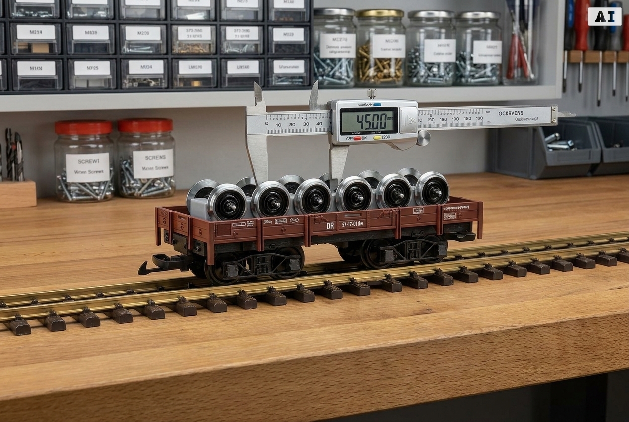 Feldbahnwagen spur g rollwiderstand optimieren für lokomotiven – Detailansicht