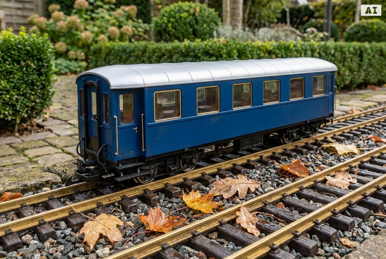 Wie personenwagen blau kurz auf gartenbahn gleisen reinigen – Detailansicht