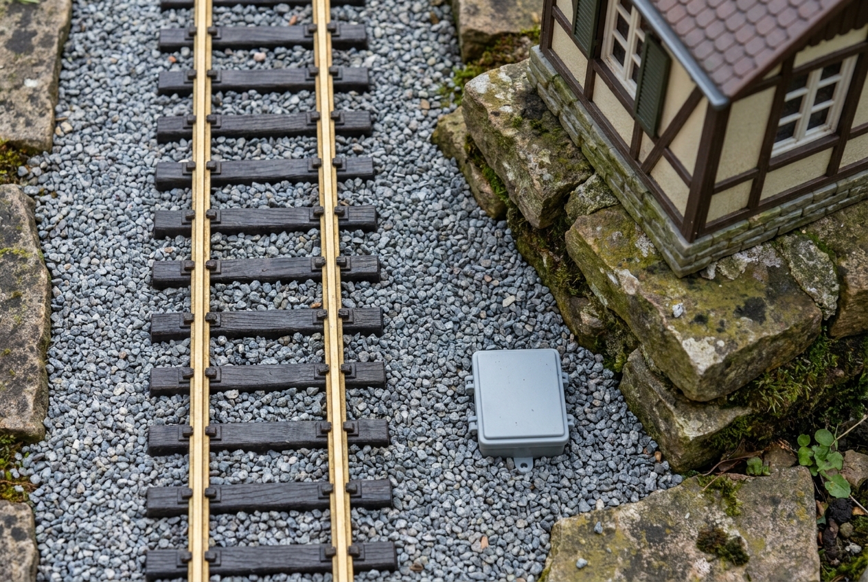 Wie man weichendecoder in gartenbahn gleisplan integriert – Detailansicht