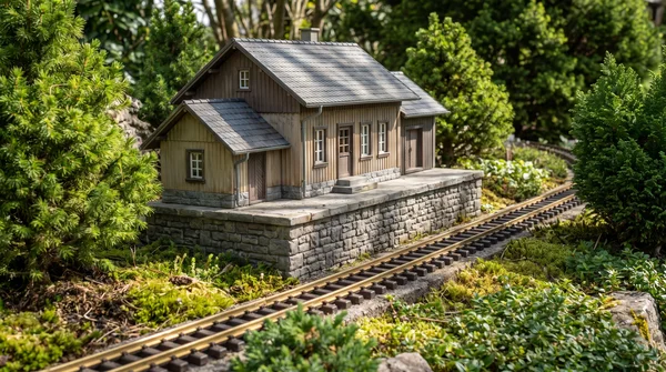 Modellbahn Gebäude im Garten dauerhaft gegen UV-Strahlung schützen