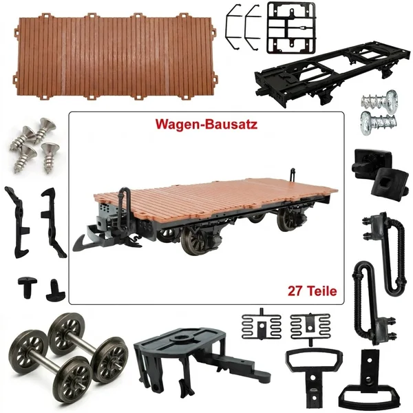 Flachwagen Bausatz braun Spur G – Metall-Speichenradsätze 31 mm ML-Train 88923520