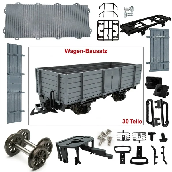 Hochbordwagen Bausatz grau Spur G – Metall-Speichenradsätze 31 mm ML-Train 88923550