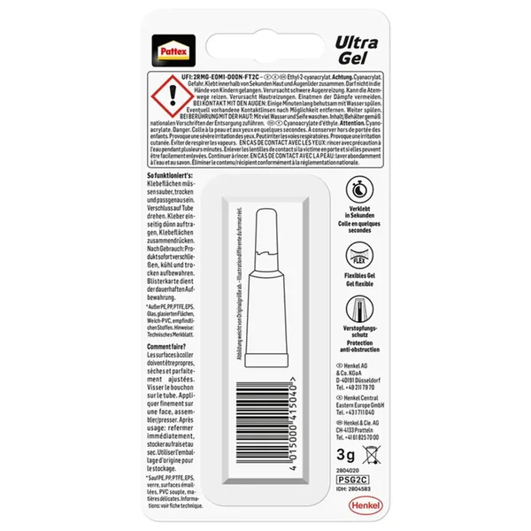 Pattex Ultra Gel Sekundenkleber 3 g mit hoher Widerstandskraft PSG2C_auswahl2