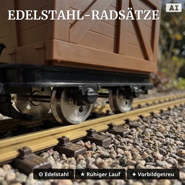 6er-Set Feldbahnwagen mit Lokführer Marius: 4 Torfloren und Mannschaftswagen, Bausatz Spur G, ML-Train 8200256_auswahl3