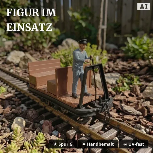 6er-Set Feldbahnwagen mit Lokführer Marius: 4 Torfloren und Mannschaftswagen, Bausatz Spur G, ML-Train 8200256_auswahl4