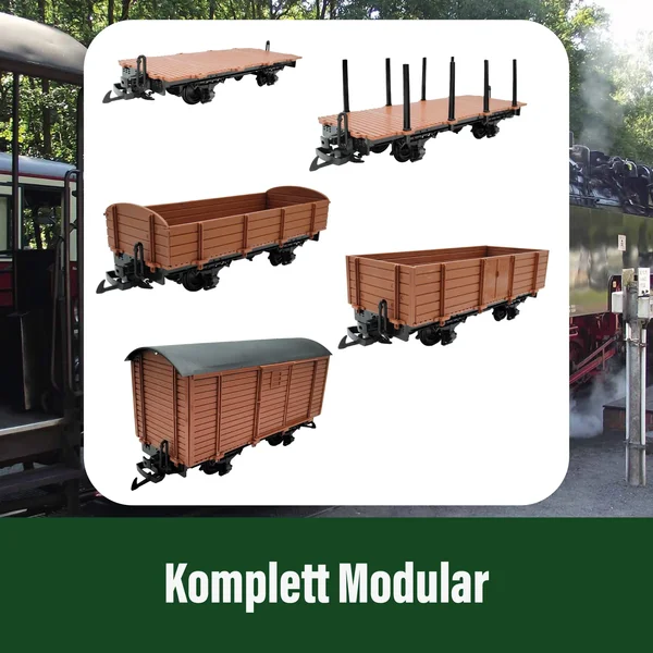 HSB Güterwagen 3er-Set Metallachsen als Bausatz mit Beschriftungsbogen Spur-G ML-Train 8200265_auswahl1