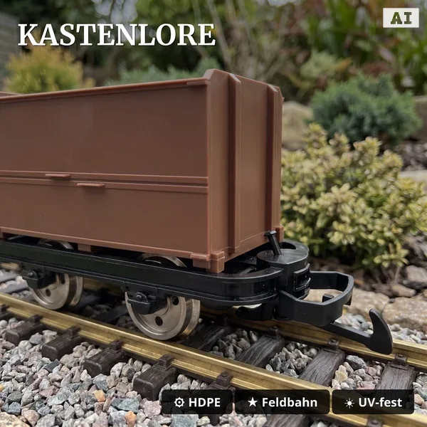 6er-Set Feldbahnwagen mit Figur Marius: 4x Kastenlore und 1x Lore mit Bremserbühne, Spur G Bausatz ML-Train 8200299_auswahl2