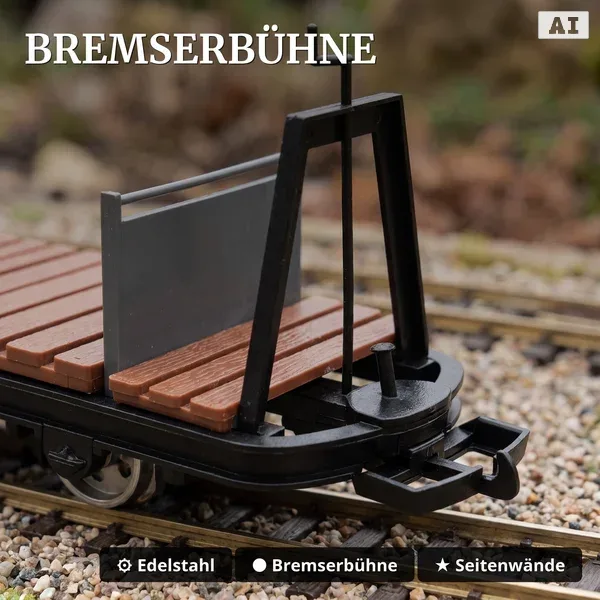 6er-Set Feldbahnwagen Spur G als Bausatz-Wagen mit Figur Marius - 4x Kipplore grau, Lore mit Bremserbühne, ML-Train 8200_auswahl3