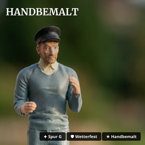 Feldbahnlok-Figur Marius stehend – Lokführer Spur G, handbemalt, witterungsbeständig_auswahl4