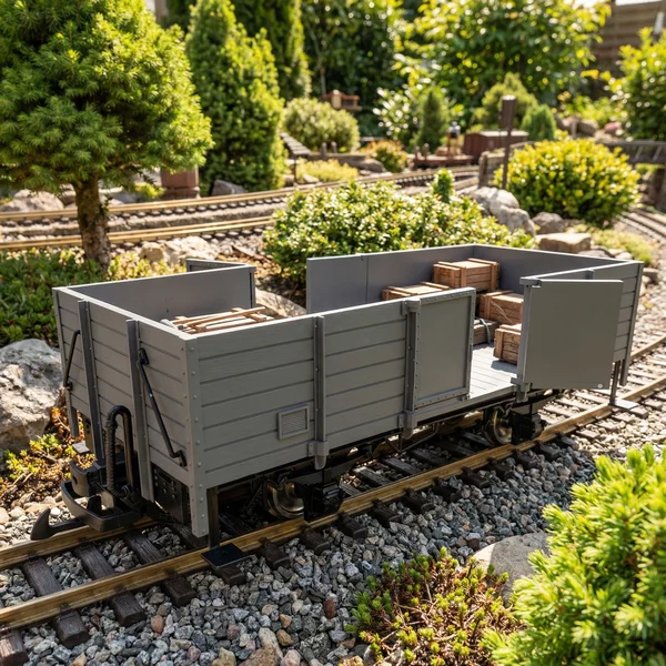 Hochbordwagen grau inkl. Türen mit Magnetverschluss und Edelstahlradsätzen als Spur G Bausatz ML-Train 88900050_auswahl11