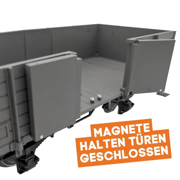 Hochbordwagen grau inkl. Türen mit Magnetverschluss und Edelstahlradsätzen als Spur G Bausatz ML-Train 88900050_auswahl2