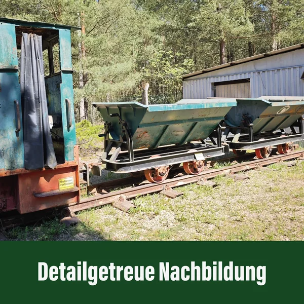 Kipplore mit Bremserbühne Grubenhunt Feldbahnwagen grün Spur-G als Bausatz ML-Train 88919250_auswahl1