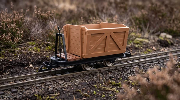 Torflore mit Bremserbühne Grubenhunt Feldbahnwagen braun Spur G Bausatz ML-Train 88919345_auswahl1