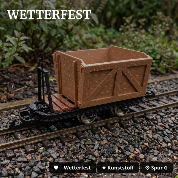 Torflore mit Bremserbühne Grubenhunt Feldbahnwagen braun Spur G Bausatz ML-Train 88919345_auswahl2