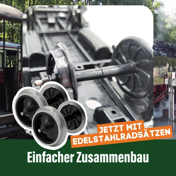 Drehschemelwagen Set schwarz/grau mit Edelstahl-Vollradsätzen als Spur-G Bausatz ML-Train 88922630_auswahl1