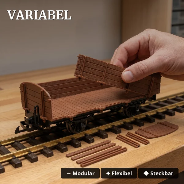 Niederbordwagen braun Bausatz Spur G 1:22,5 mit Metall-Speichenradsätzen 31 mm – 30-teilig ML-Train 88923530_auswahl4