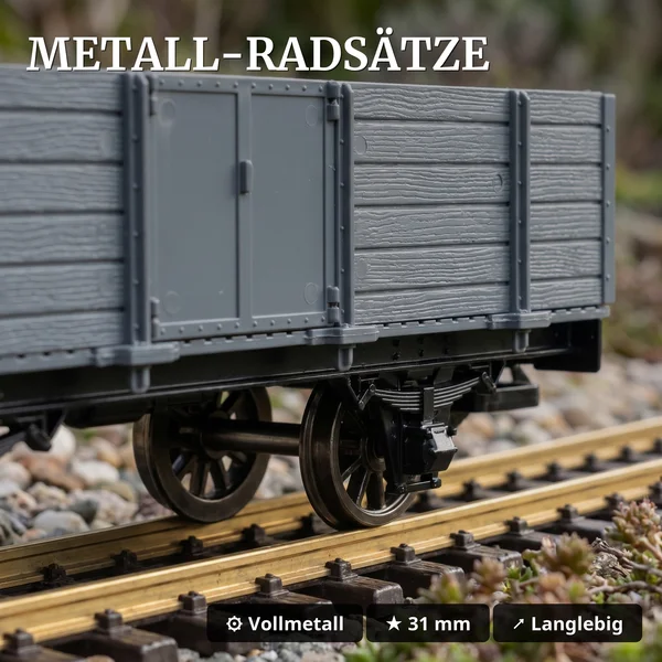Hochbordwagen Bausatz grau Spur G – Metall-Speichenradsätze 31 mm ML-Train 88923550_auswahl2