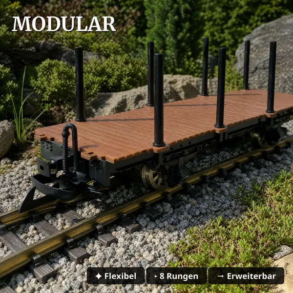 Rungenwagen Bausatz Spur G braun/schwarz – 42 Teile, Metall-Speichenradsätze 31 mm ML-Train 88923560_auswahl3