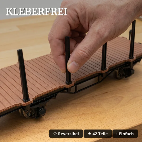 Rungenwagen Bausatz Spur G braun/schwarz – 42 Teile, Metall-Speichenradsätze 31 mm ML-Train 88923560_auswahl4