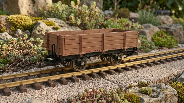Niederbordwagen gerade braun Bausatz Spur G mit Metall-Speichenradsatz 31 mm ML-Train 88923580_auswahl5