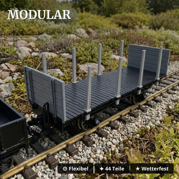 Rungenwagen Bausatz Spur G schwarz/grau mit Metall-Speichenradsätzen 31 mm – 44 Teile ML-Train 88923600_auswahl2