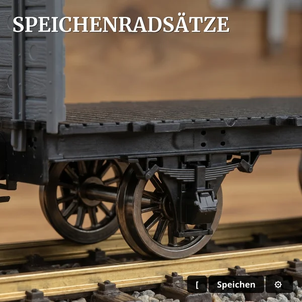 Rungenwagen Bausatz Spur G schwarz/grau mit Metall-Speichenradsätzen 31 mm – 44 Teile ML-Train 88923600_auswahl3
