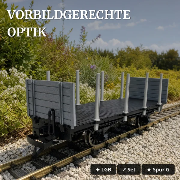 Rungenwagen Bausatz Spur G schwarz/grau mit Metall-Speichenradsätzen 31 mm – 44 Teile ML-Train 88923600_auswahl4