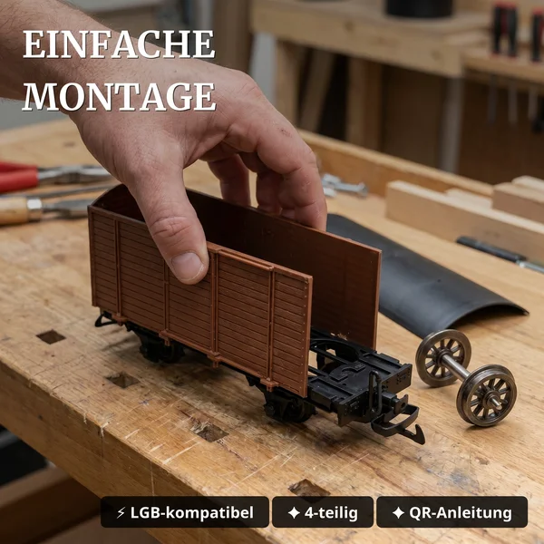 Gedeckter Güterwagen braun Spur G Bausatz mit Metall-Speichenradsätzen 31 mm ML-Train 88923620_auswahl4