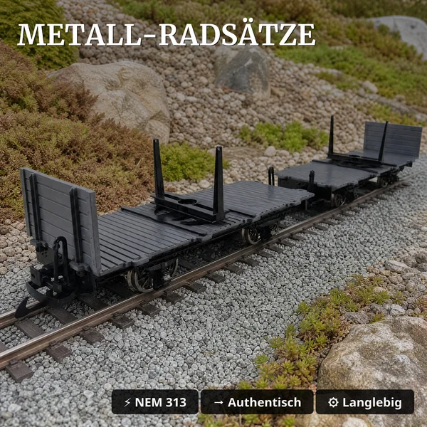 Drehschemelwagen Set Schwarz/Grau Metall-Speichenradsätze 31mm Bausatz Spur G ML-Train 88923630_auswahl3