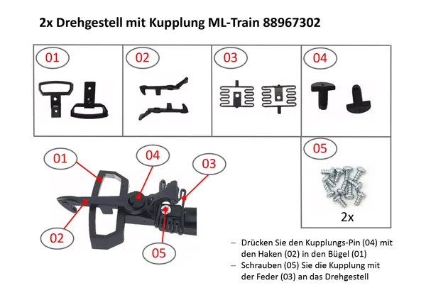 2x Drehgestell P15 mit Kupplung Spur-G ML-Train 88967302_auswahl2