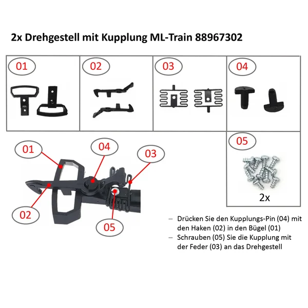 Universal Fahrrahmen Set schwarz mit Drehgestell und Kupplung Spur-G ML-Train 88967330_auswahl6