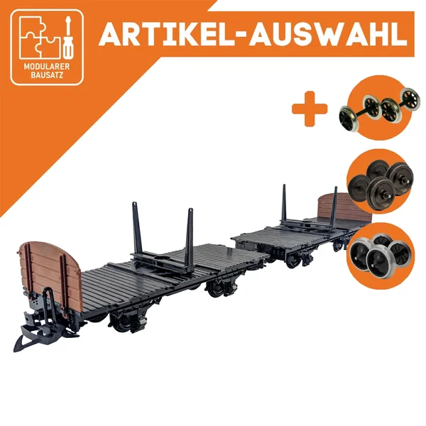 Drehschemelwagen Set schwarz als Spur-G Bausatz