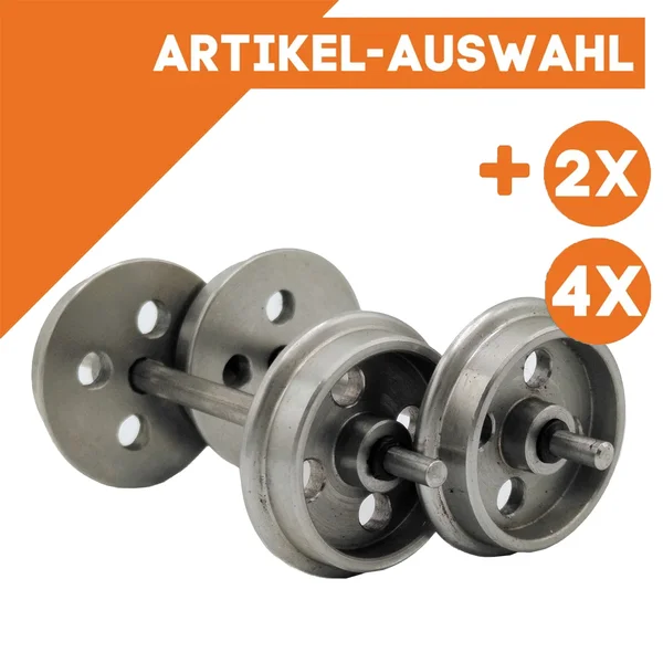 Edelstahl Radsatz Lauffläche: 26mm für Feldbahnloren