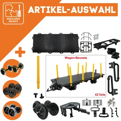 Rungenwagen schwarz/gelb als Spur-G Bausatz