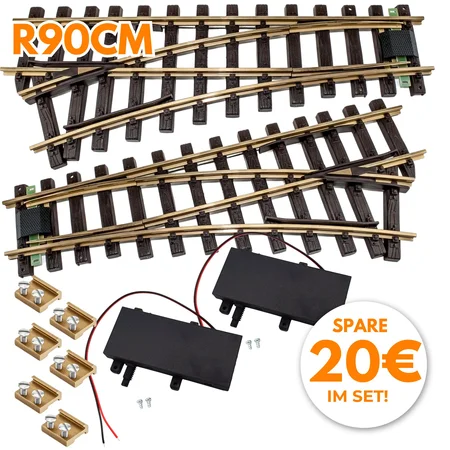 2x Weiche links und rechts Radius 90 cm mit 2 x DIGITAL-Antriebe
