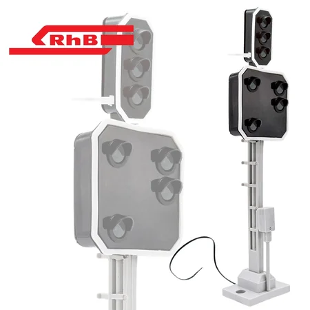 Lichtsignal Typ L 3-fach mit RhB Vorsignal für Spur G analog / digital mit Decoder ML-Train 83814624