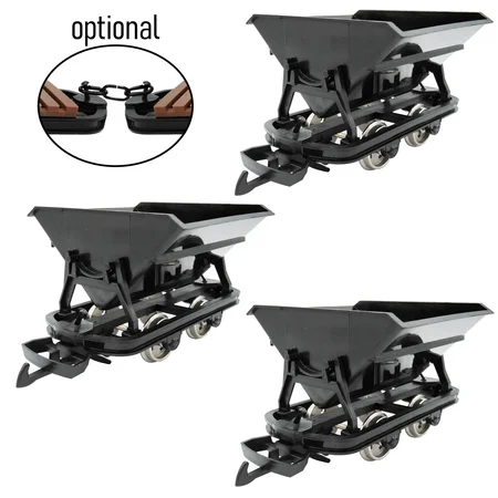 3er-Set Kipplore Feldbahnwagen schwarz Spur-G als Bausatz ML-Train 88919130