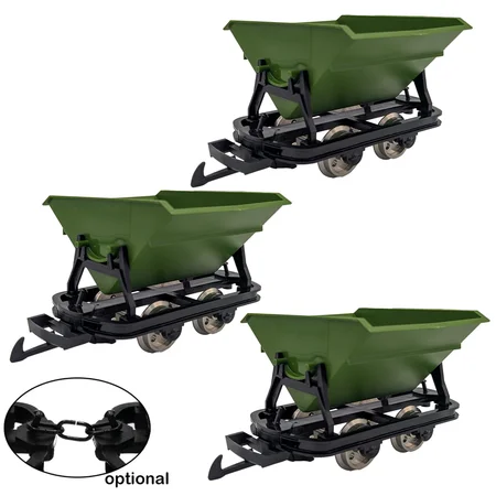 3er-Set Kipplore Feldbahnwagen grün Spur-G als Bausatz ML-Train 88919240