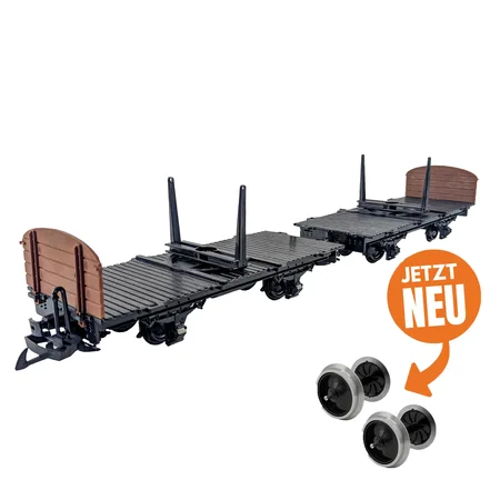 Drehschemelwagen Set schwarz mit Edelstahl-Vollradsätzen als Spur-G Bausatz ML-Train 88922640