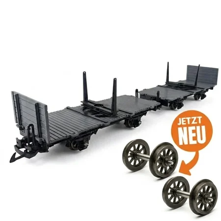 Drehschemelwagen Set Schwarz/Grau Metall-Speichenradsätze 31mm Bausatz Spur G ML-Train 88923630