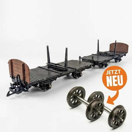 Drehschemelwagen Set Schwarz Metall-Speichenradsatz 31 mm Spur G Bausatz ML-Train 88923640